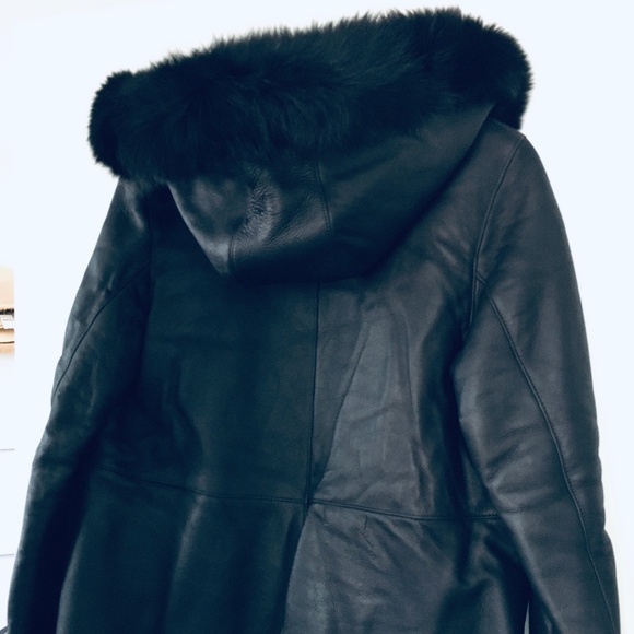 BLUE DUCK Fox Fur-Trim Sheepskin Hooded Jacket - Picture 11 of 15